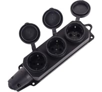 Колодка Вихрь 3 гнезда с заземлением, каучук IP44 16А 73/12/1/6