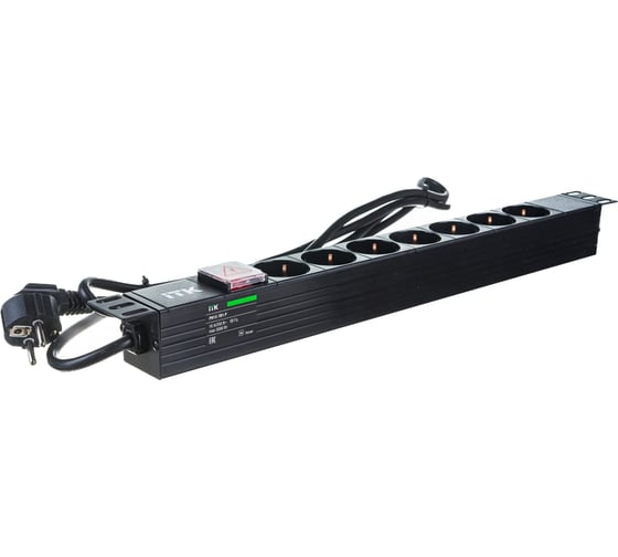 Блок розеток ITK PDU 7 роз. нем.ст. с выкл 1U каб.2м вилка нем.ст ПВХ черный PH12-7D1-P