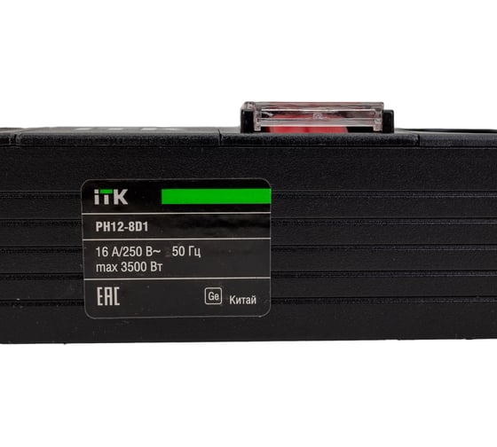 Блок розеток IEK ITK PDU 8 розеток нем. ст, с LED выкл,1U, шнур 2м вилка нем. ст PH12-8D1