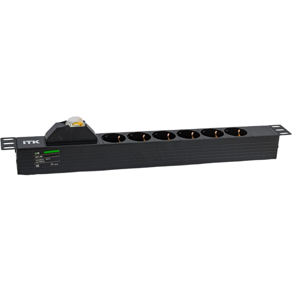 Блок розеток IEK ITK PDU 6 роз. нем. ст. с автом.10А 1U, вх.С14 без каб ...