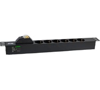 Блок розеток IEK ITK PDU 6 роз. нем. ст. с автом.10А 1U, вх.С14 без каб. чер. PH21-6D3