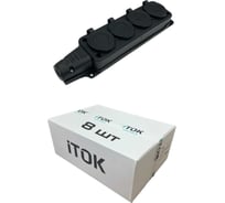 Колодка каучуковая серии iCONNECT 4 розетки с защитными крышками и заземлением 16А IP54 (модель РК) цвет черный (комплект 8 шт) iTOK i-KI-KK-4-ICONNECT-1PEN-IP54-BLACK-8