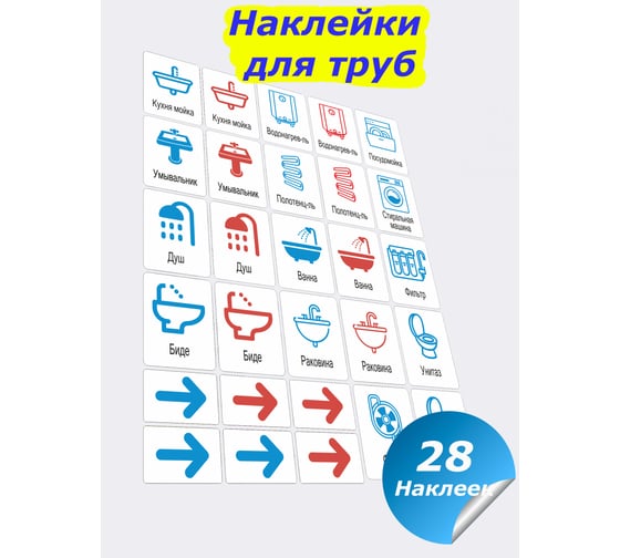 Набор готовых наклеек для сантехники Маркировка 220 SN01