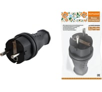 Вилка TDM прямая каучук 2Р+РЕ 16А 250В IP44 серии "Народная" SQ0612-0031