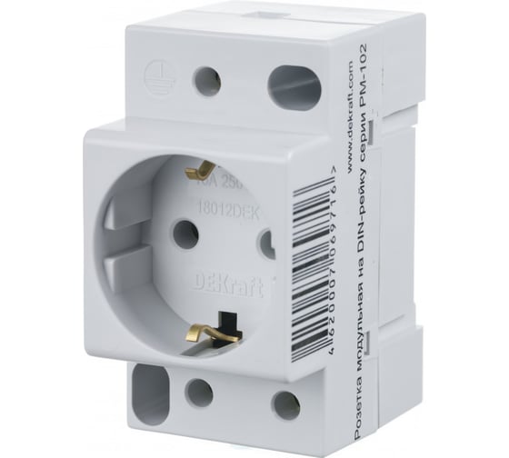 Розетка Dekraft 16А 220В 2P+PEN на DIN-рейку PM-102 серия 18012DEK 1