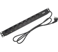 Блок розеток W&T 19 EURO на 8 гнезд, 220В, немецкий тип, 8 портов без выключателя () WT-PDU-G8 без выкл