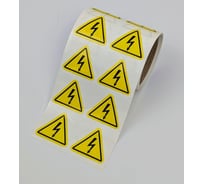 Знак Формат СТ Опасность поражения эл. током, полиэстер самоклеящийся желтый глянцевый, 25мм, треуг, 250шт/упак ST-3418-25-W08min