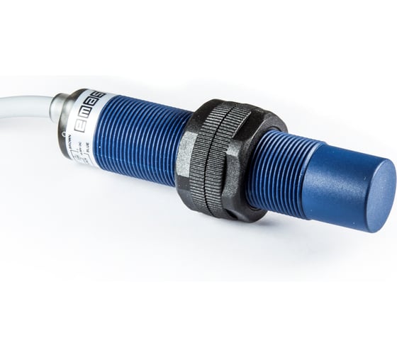 Ёмкостный датчик Emas NPN-НО, кабель 2м_3, расстояние срабатывания 2-10мм, выступающий, пластик, 10-30В DC, IP65 SCM18NP1NC2 1