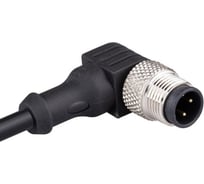 Соединительный кабель Emas 2м, со штепселем M12_3, 90 градусов, ПВХ, IP68 SKM12F3DXV2