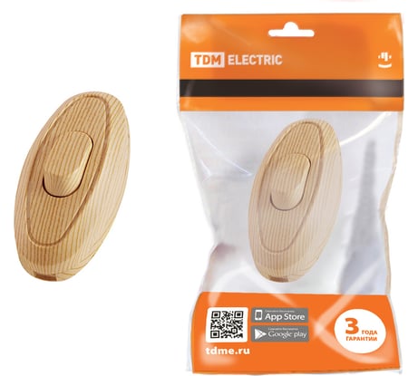 Выключатель на шнур TDM ELECTRIC 6А 250В ЭКО сосна SQ1806-0224