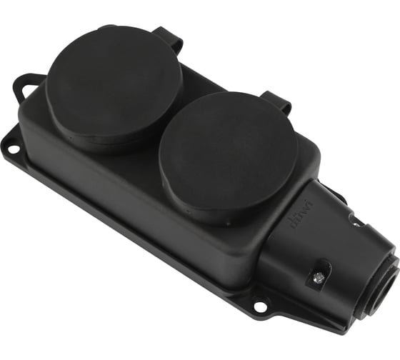 Каучуковая колодка duwi 2 гнезда с заземлением IP44 черная 16A 27461 2