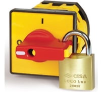 Желтая площадка и красная ручка DKC, 48x48мм, модель 06, на винты AZ0601 94150