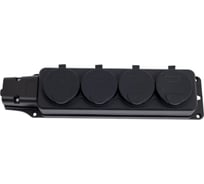 Каучуковая колодка Filum 4-х местная 2P+PE 16A 250В IP44 с защитной крышкой чёрного цвета FL-SB-4EU-IP44-BK
