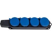 Каучуковая колодка Filum 4-х местная 2P+PE 16A 250В IP44 с защитной крышкой синего FL-SB-4EU-IP44-BL