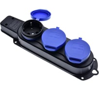 Колодка 3-х местная Filum 2P+PE 16A 250В IP44 с защитной крышкой синего FL-SB-3EU-IP44-BL