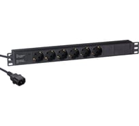 Блок розеток ExeGate ServerPro PDU-19H604 Al-6S-C14-2 5CU 19 1U алюминий 6Schuko кабель с C14 2.5м 280829