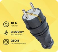 Штепсельная прямая вилка NE-AD с заземлением, 16А, евро, каучук, 4001