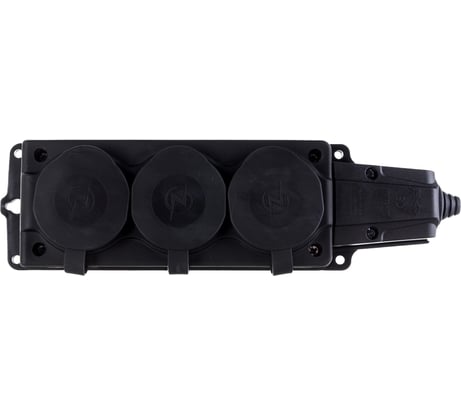 Штепсельная колодка NE-AD 3-гнезда с крышками, с заземлением, 16А, IP54, каучук, 4103