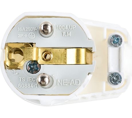Штепсельная угловая вилка NE-AD с заземлением, UPS, 16А, 250В, Белый 1004