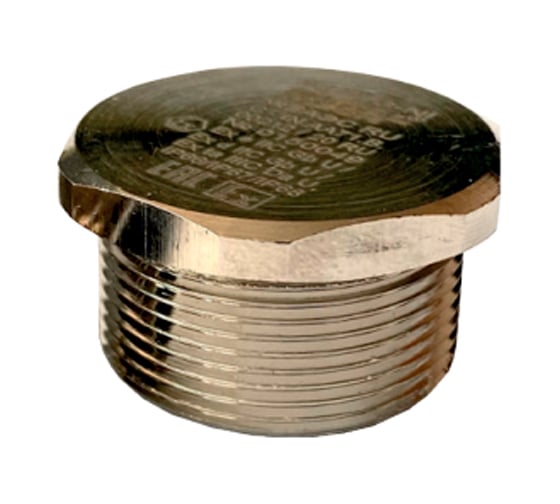 Заглушка Effert латунная, никелированная, резьбовая, взрывозащищённая, М40, 2 шт. ЗР-Л1225М 1