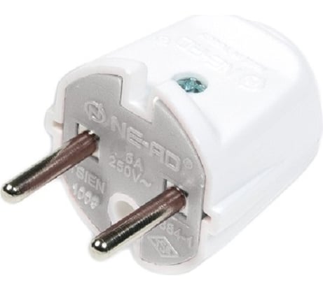 Штепсельная вилка NE-AD 6А, 250В, Белый 1009