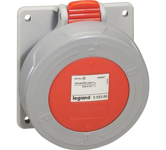 Встраиваемая розетка Legrand P17 Tempra Pro - IP66/67 - 380/415 В - 32 A - 3К+Н+З 555489