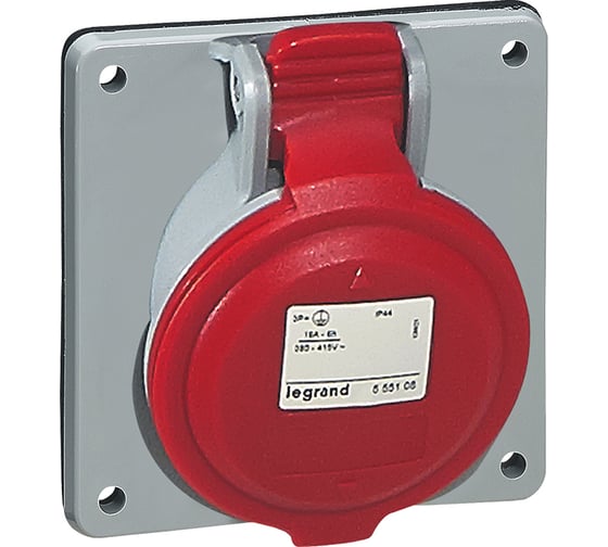 Встраиваемая наклонная розетка Legrand P17 Tempra Pro - IP44 - 380/415 В - 32 A - 3К+Н+З 555289 1