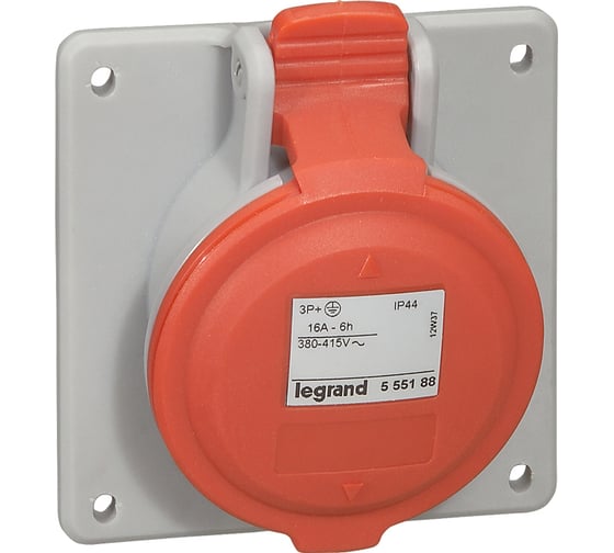 Встраиваемая наклонная розетка Legrand P17 Tempra Pro - IP44 - 380/415 В - 16 A - 3К+Н+З 555189 1