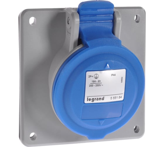 Встраиваемая наклонная розетка Legrand P17 Tempra Pro - IP 44 - 200/250 В - 16 A - 2К+З 555184 1