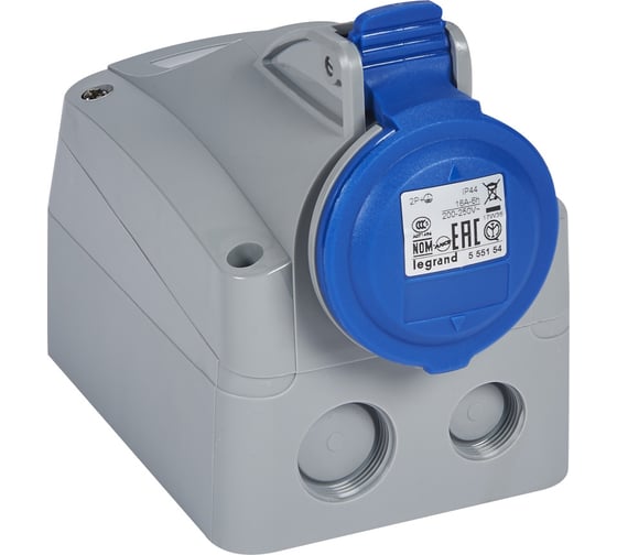 Накладная розетка Legrand P17 Tempra Pro - IP 44 - 200/250 В - 16 A - 2К+З 555154 1