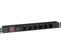 Блок розеток ExeGate ServerPro PDU-19H607 Al-6S-C14-SW-SPD1 19 1U алюминий 6Schuko С14 SPD1280832