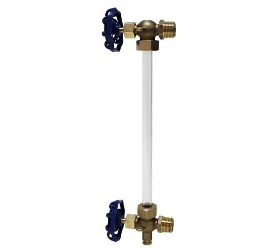 Индикатор уровня жидкости байпасный РусАвтоматизация Водомер-МС, G1/2, L межцентр - 1000мм, Pmax 24 бар, Tmax +110С, фитинги-латунь, уплотн-NBR, cеч. трубки 13х2,2мм ILL-BP-A10M-G1000-BRGM-NBR-PN16-DN15 1