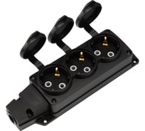 Каучуковая колодка влагозащищенная REXANT 3 гнезда COMPACT с/з 16А IP54 черная 111-223