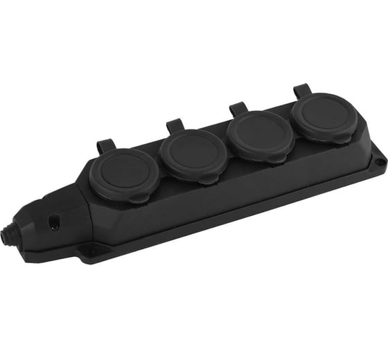 Каучуковая колодка duwi 4 гнезда с заземлением IP44 черная 16A 27463 6