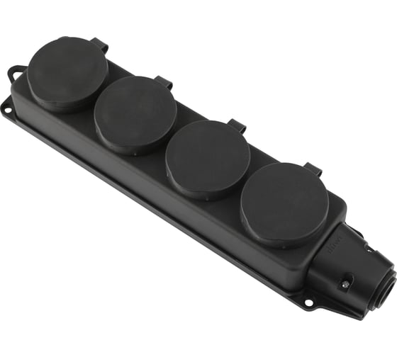 Каучуковая колодка duwi 4 гнезда с заземлением IP44 черная 16A 27463 6