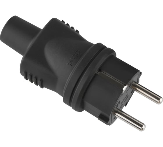 Каучуковая прямая вилка duwi с заземлением 16A IP44 черная 27454 4