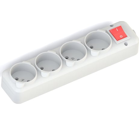 Колодка NE-AD 4 гнезда, без заземления, с выключателем, 16А, 250В, 1/30/120, 3019-KA