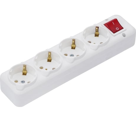 Колодка NE-AD 4 гнезда, с заземлением, с выключателем, 16А, 250В, 1/30/120, 3018-KA