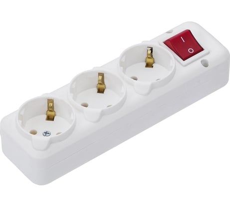 Колодка NE-AD 3 гнезда, с заземлением, с выключателем, 16А, 250В, 1/35/140, 3014-KA