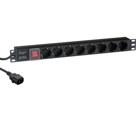 Блок розеток ExeGate ServerPro PDU-19H806 Al-8S-C14-3CU-SW 19 1U алюминий 8Schuko кабель с C14 3м 280845