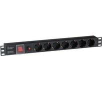 Блок розеток ExeGate ServerPro PDU-19H702 Al-7S-C14-SW-O 19 1U алюминий 7Sch С14 защита от перегрузки 280837