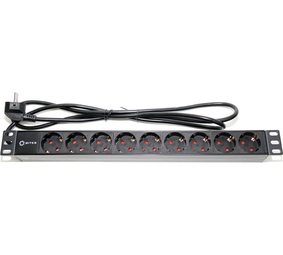 Блок розеток 5bites 9 розеток, огнеупорный пластик, 1U, 19", VDE 2м PDU919P-02
