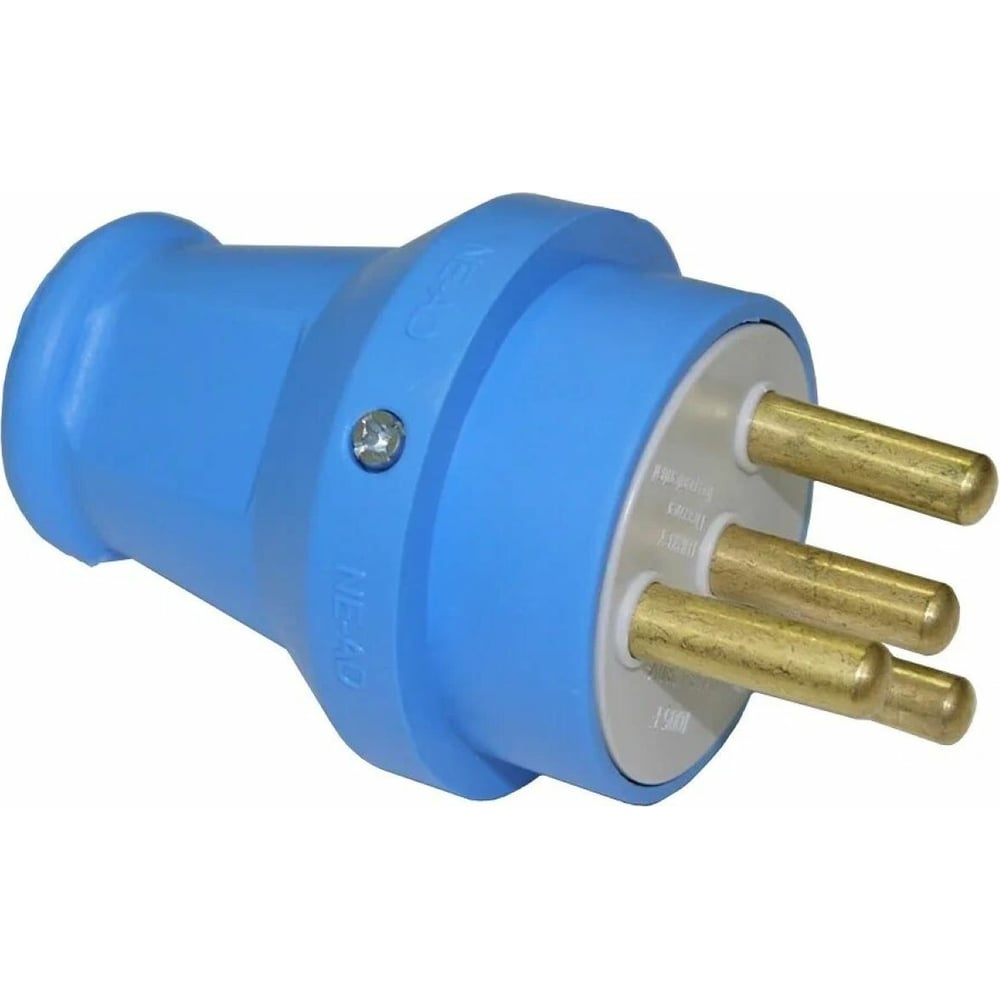 Штепсельная прямая вилка NE-AD с заземлением, 25А, евро, Синий, каучук ...