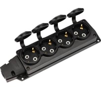 Колодка влагозащищенная REXANT каучуковая 4 гнезда COMPACT с/з 16А IP54 черная 111-224