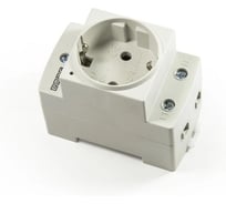 Розетка Emas (EU), монтаж на DIN-рейку, 2P+E, с LED индикацией, серый цвет (230В, 16А) EPREU2GL