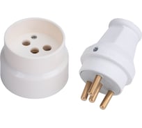 Штепсельная розетка + вилка NE-AD с/з, 3*25А, Белый,1/8/80, 1005-T