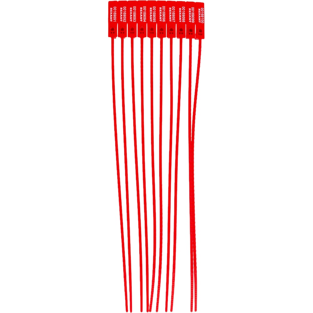 Номерная пломба для опечатывания REXANT пластиковая 255 мм красная 50 ...