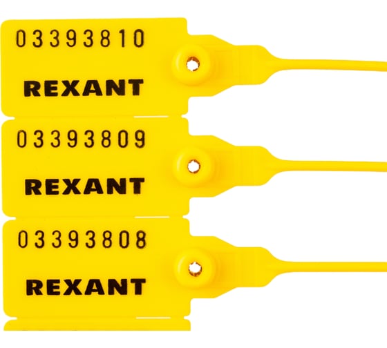 Номерная пломба для опечатывания REXANT пластиковая 320 мм желтая 50 шт 07-6132