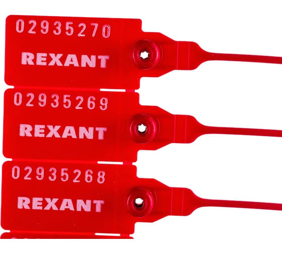 Номерная пломба для опечатывания REXANT пластиковая 220 мм красная 50 шт 07-6111