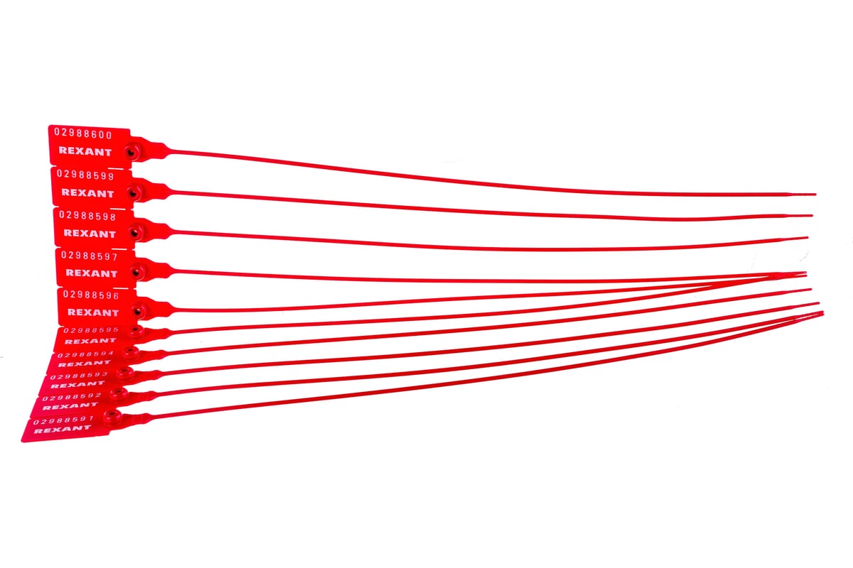 Номерная пломба для опечатывания REXANT пластиковая 320 мм красная 50 шт  07-6131 - выгодная цена, отзывы, характеристики, фото - купить в Москве и РФ